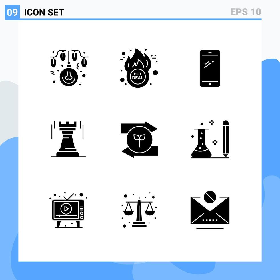 User Interface Pack of 9 Basic Solid Glyphs of fort strategy phone tower iphone Editable Vector Design Elements