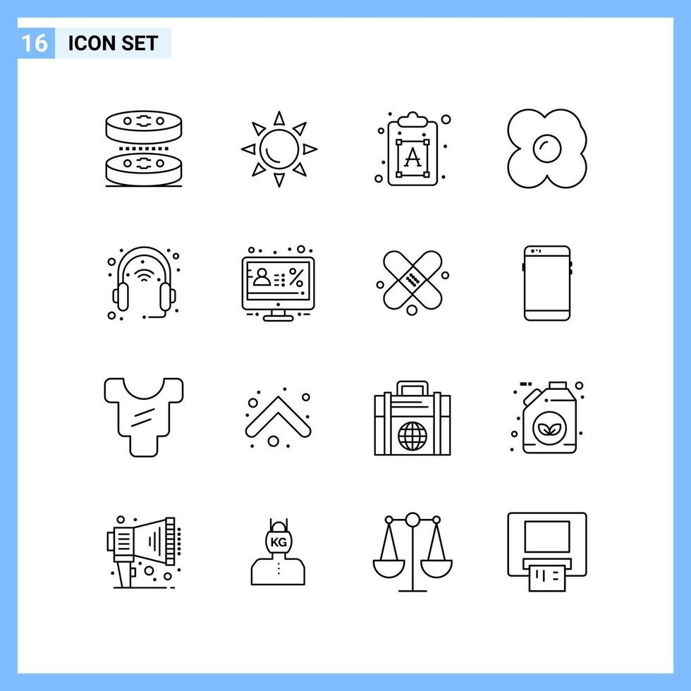 16 Icons Line style Creative Outline Symbols Black Line Icon Sign Isolated on White Background vector