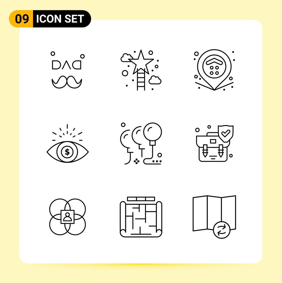 9 Creative Icons for Modern website design and responsive mobile apps 9 Outline Symbols Signs on White Background 9 Icon Pack vector
