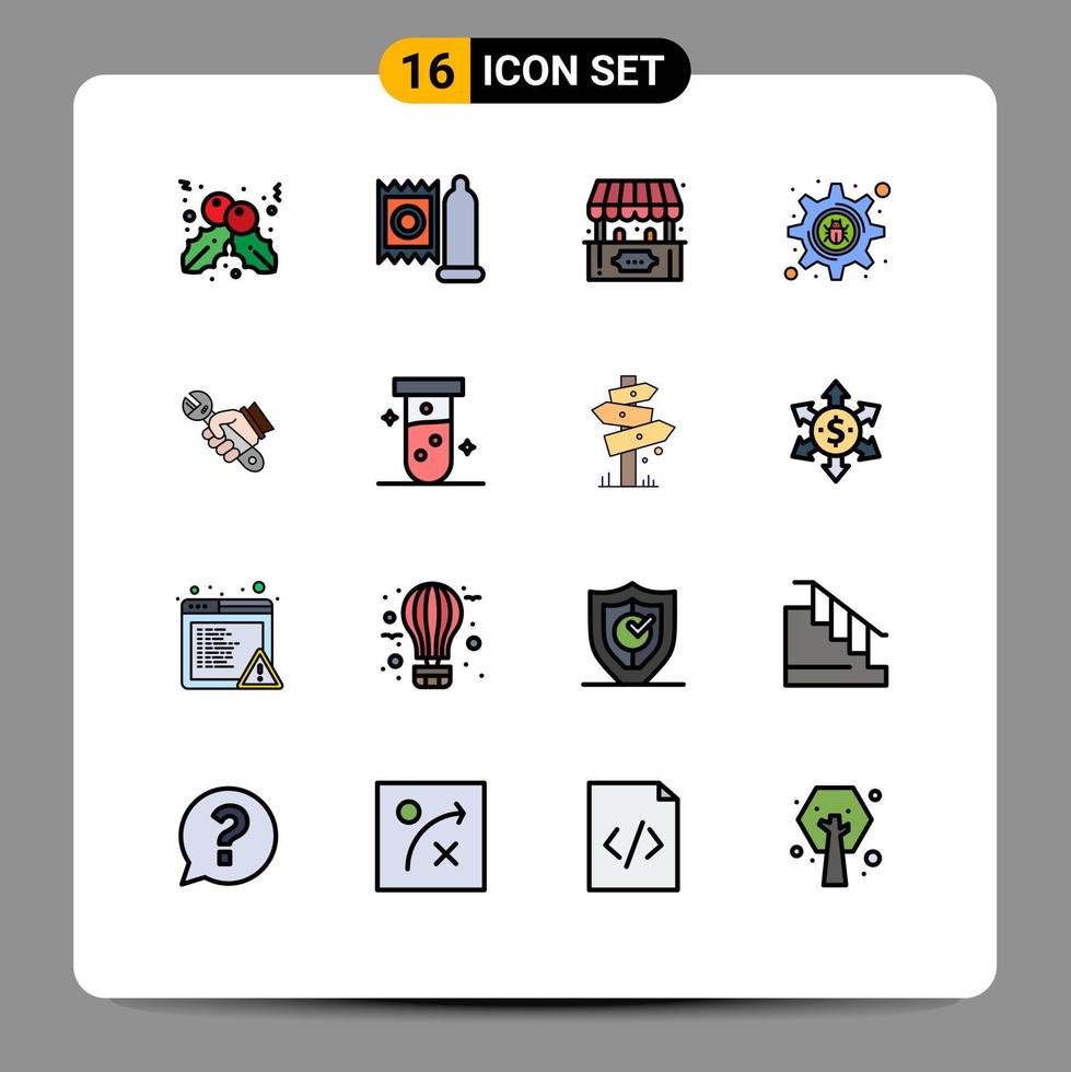 Stock Vector Icon Pack of 16 Line Signs and Symbols for tools repair fun wrench hacker Editable Creative Vector Design Elements