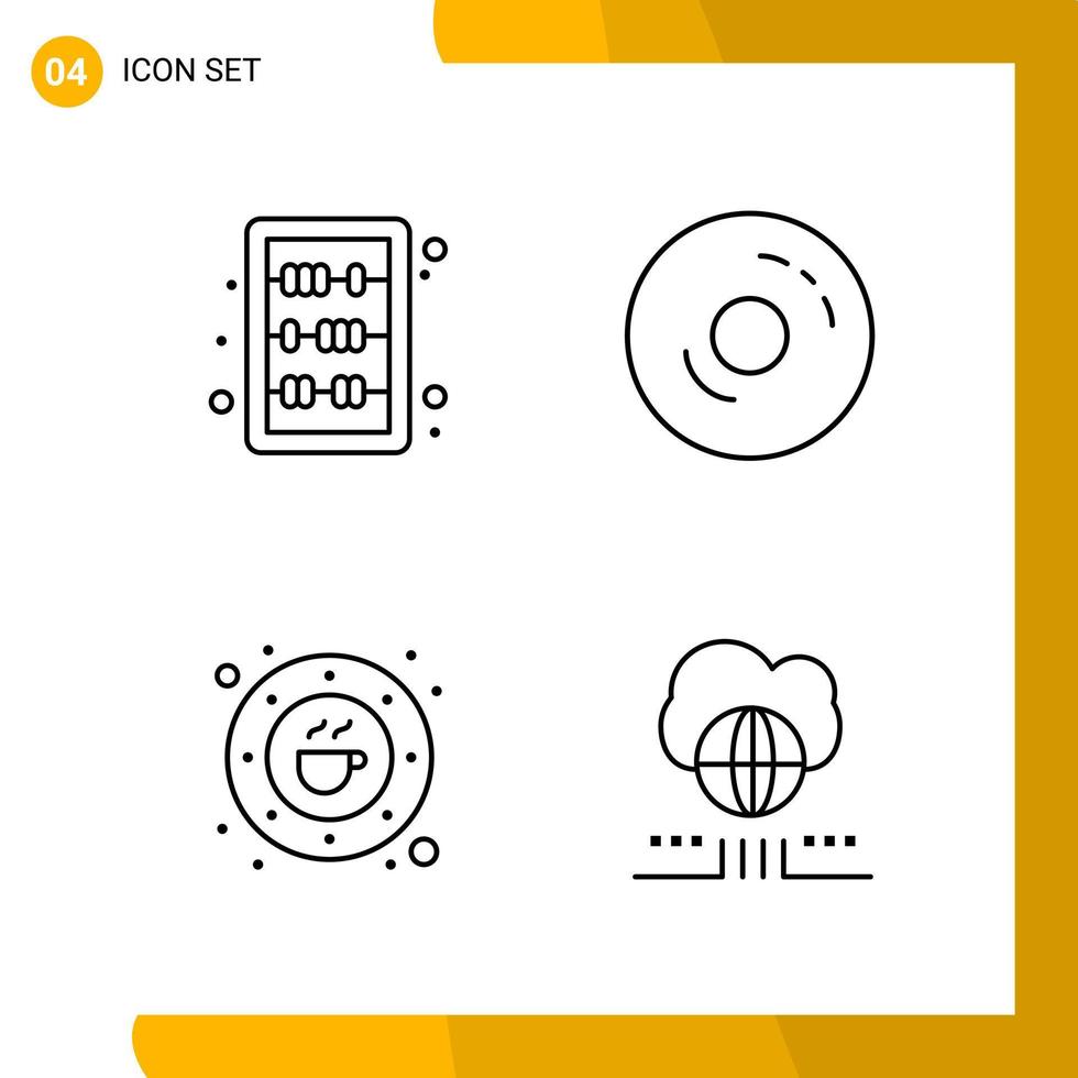 4 Icon Set Line Style Icon Pack Outline Symbols isolated on White Backgound for Responsive Website Designing vector