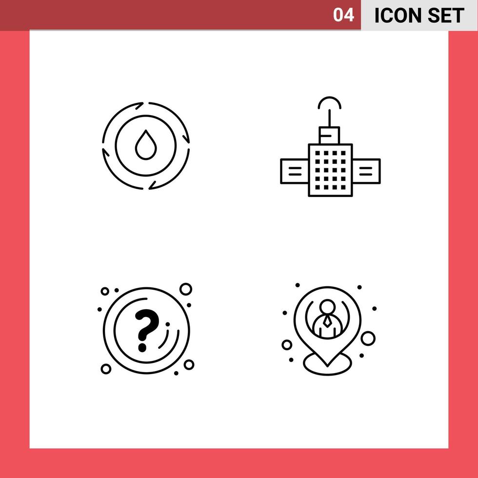 4 signos de línea universal símbolos de energía pregunta naturaleza información satelital elementos de diseño vectorial editables vector