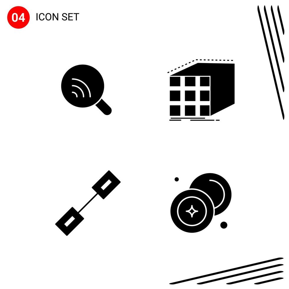 Collection of 4 Vector Icons in solid style Pixle Perfect Glyph Symbols for Web and Mobile Solid Icon Signs on White Background 4 Icons