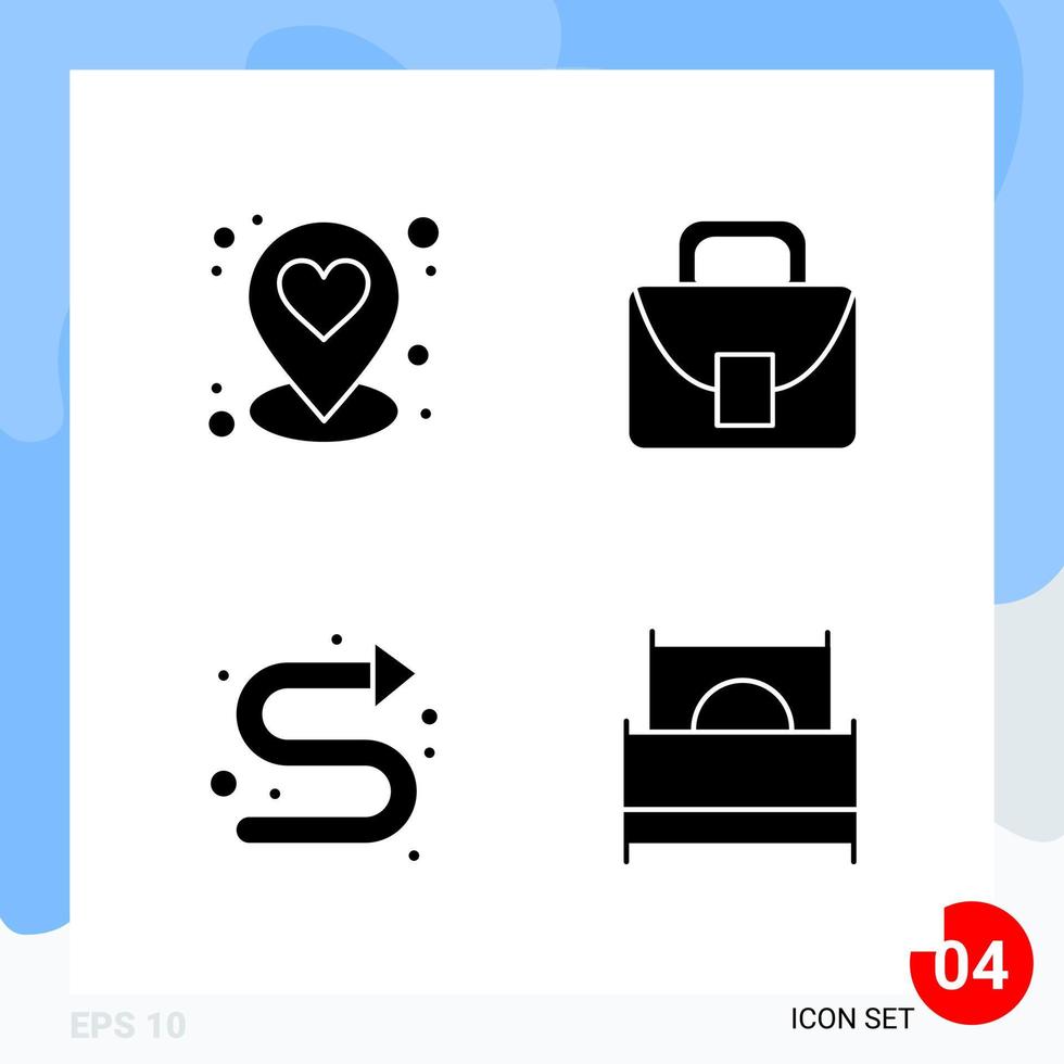 Modern Pack of 4 Icons Solid Glyph Symbols isolated on White Backgound for Website designing vector