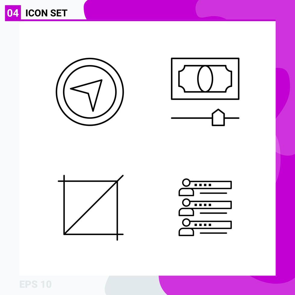 Line Icon set Pack of 4 Outline Icons isolated on White Background for Web Print and Mobile vector