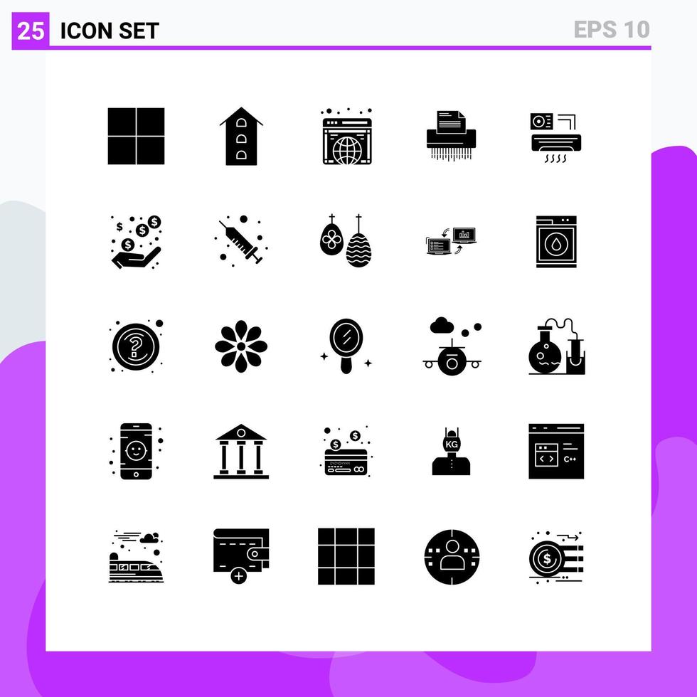 25 Creative Icons Modern Signs and Symbols of paper information globe file confidential Editable Vector Design Elements