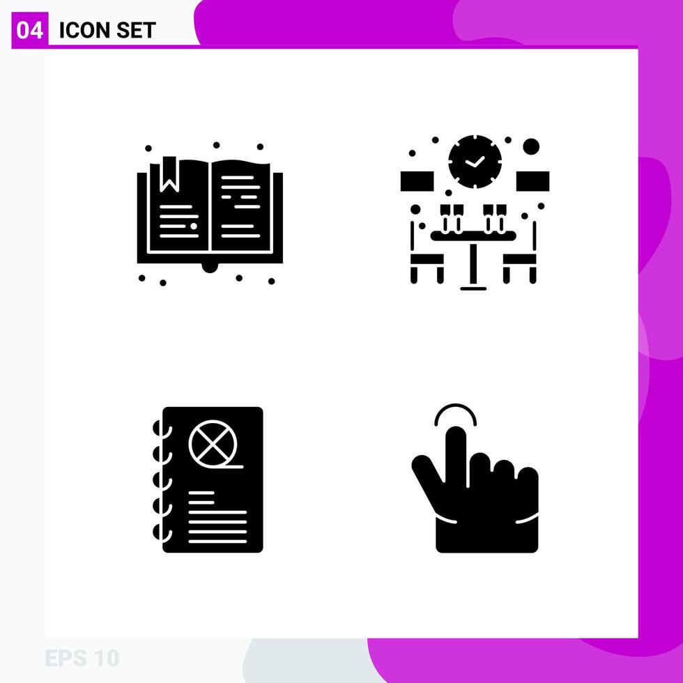 Solid Icon set Pack of 4 Glyph Icons isolated on White Background for Web Print and Mobile vector