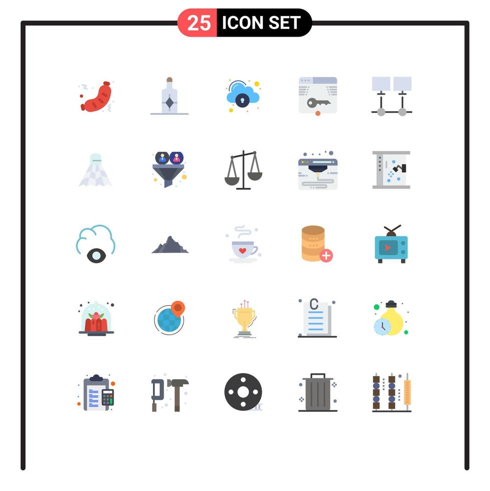 User Interface Pack of 25 Basic Flat Colors of connect form cloud web secure Editable Vector Design Elements