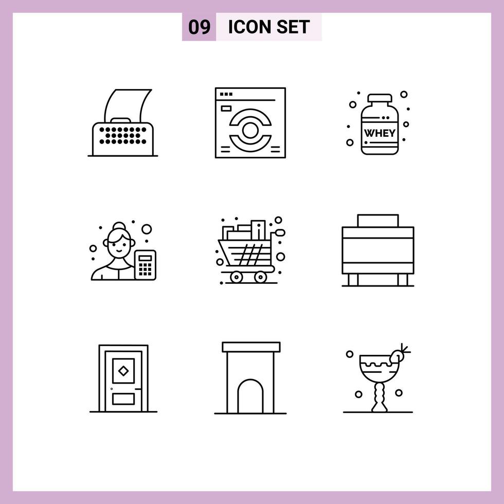 9 User Interface Outline Pack of modern Signs and Symbols of full data scientist protein business analyst accountant Editable Vector Design Elements