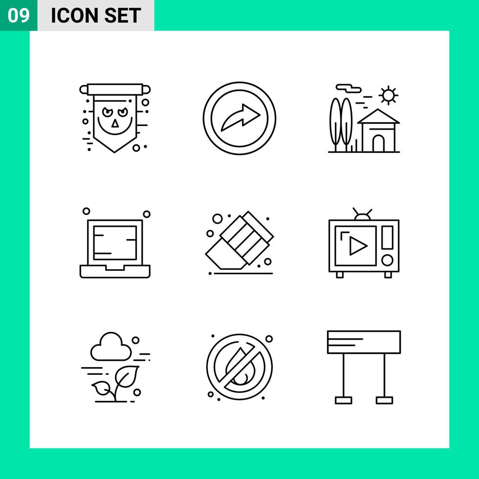 Pack of 9 Line Style Icon Set Outline Symbols for print Creative Signs Isolated on White Background 9 Icon Set vector