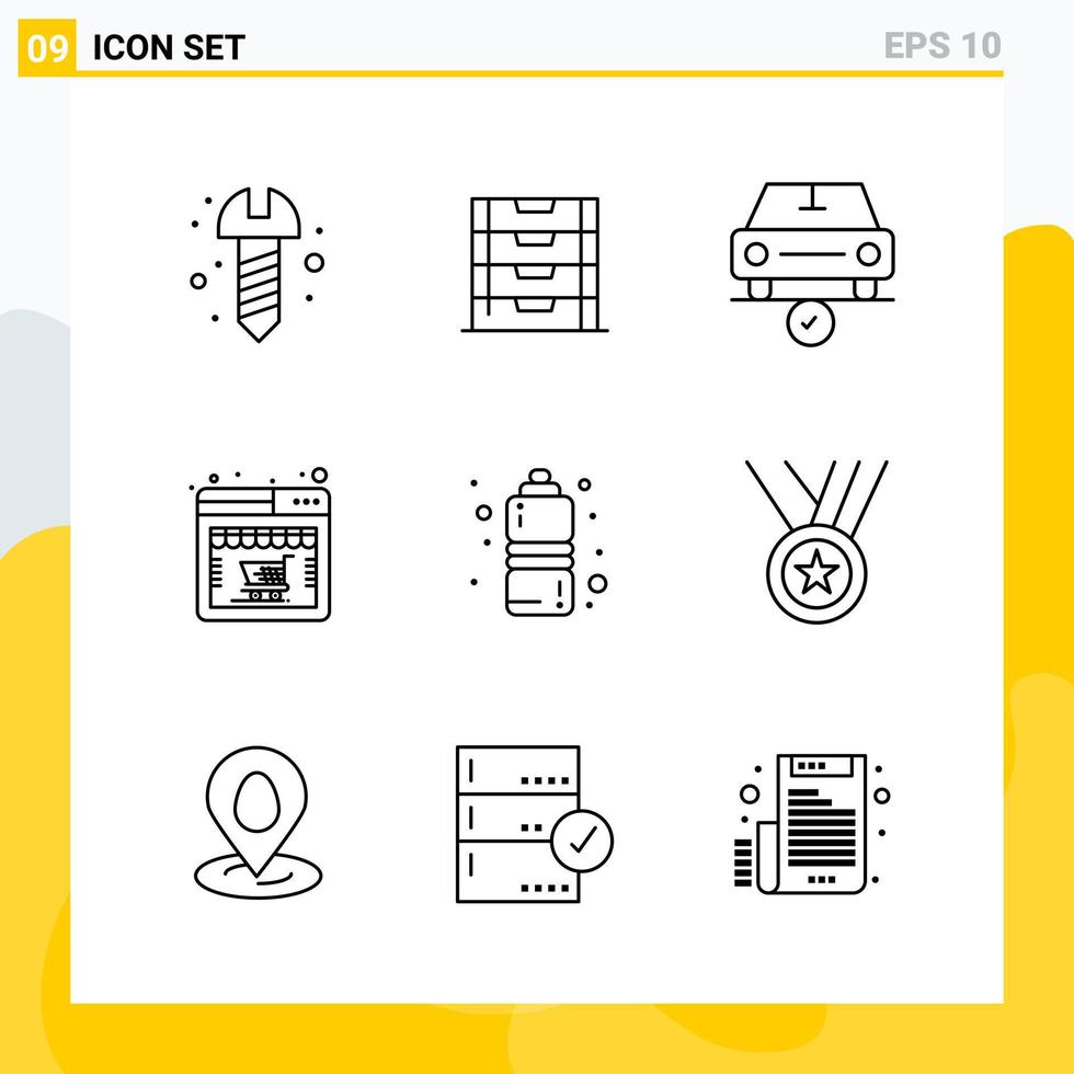 Collection of 9 Universal Line Icons Icon Set for Web and Mobile vector