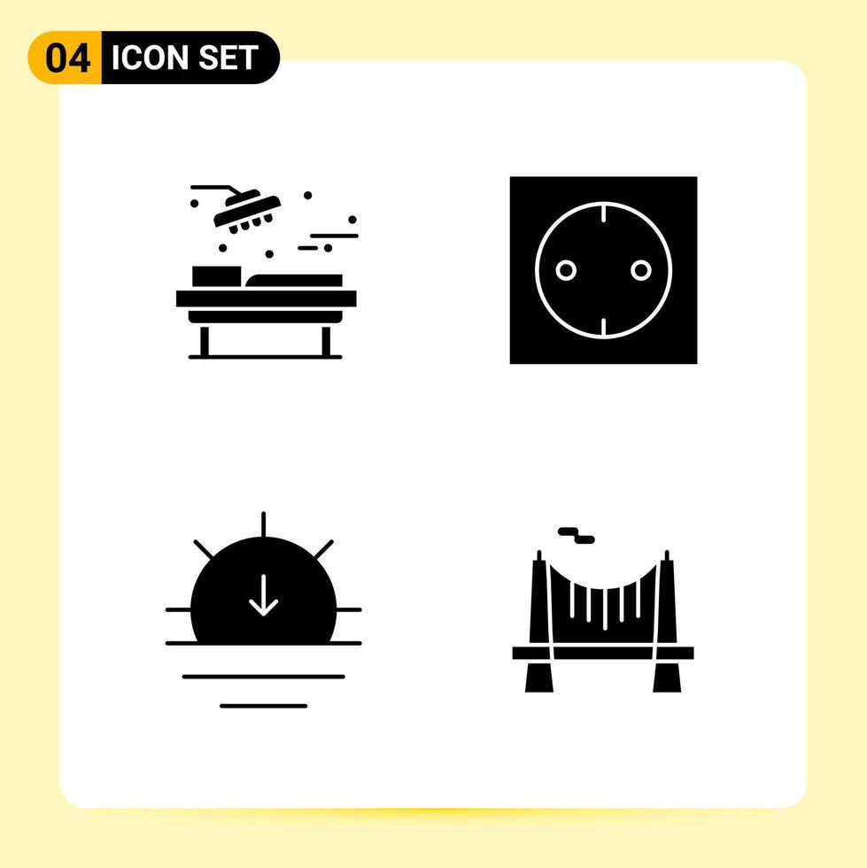 4 Creative Icons for Modern website design and responsive mobile apps 4 Glyph Symbols Signs on White Background 4 Icon Pack vector