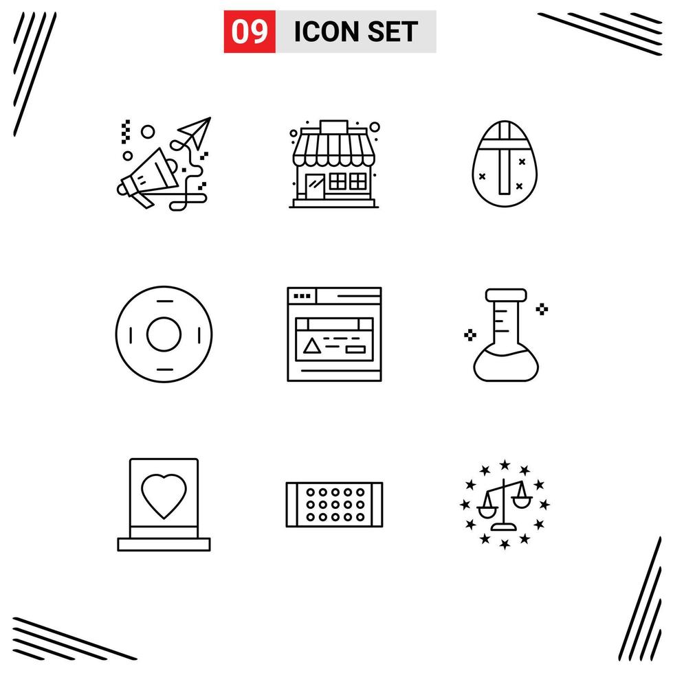 User Interface Pack of 9 Basic Outlines of web symbols easter egg symbolism cosmos Editable Vector Design Elements