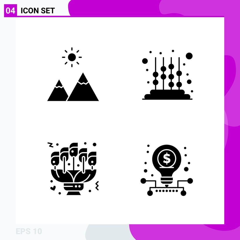 Solid Icon set Pack of 4 Glyph Icons isolated on White Background for Web Print and Mobile vector