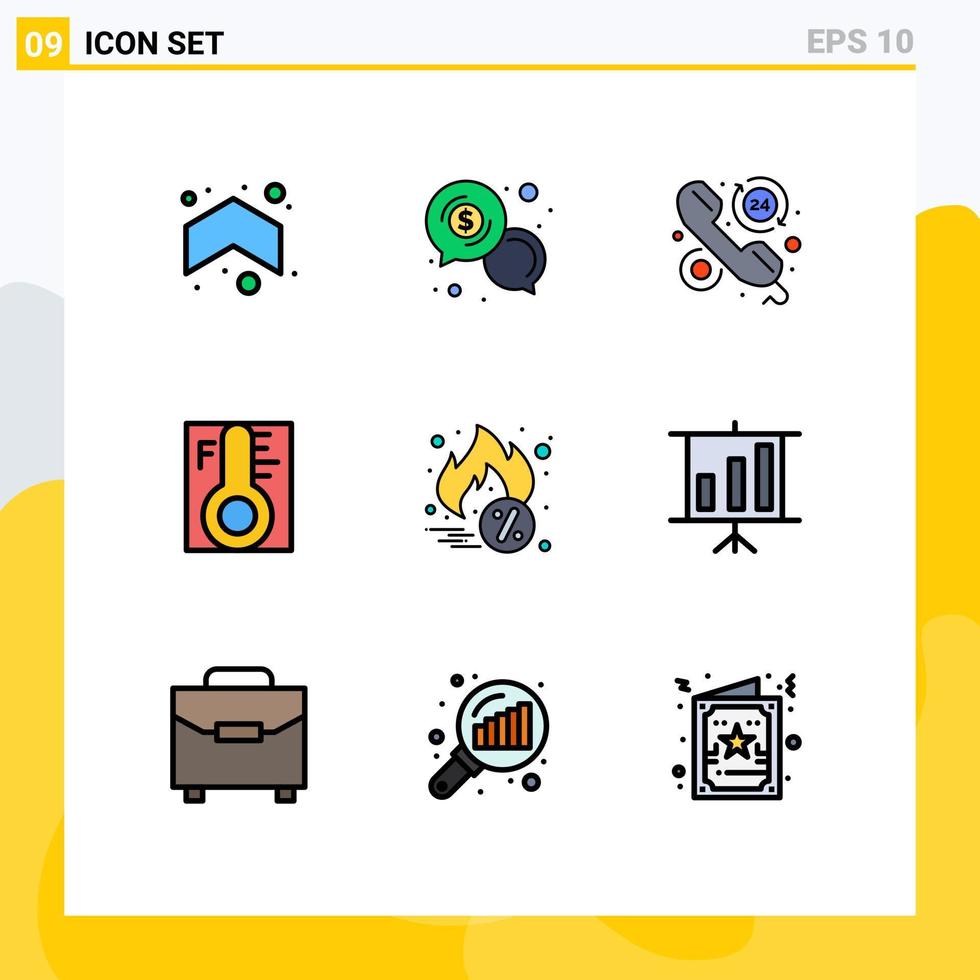 Set of 9 Modern UI Icons Symbols Signs for sun light dollar cloud hours Editable Vector Design Elements