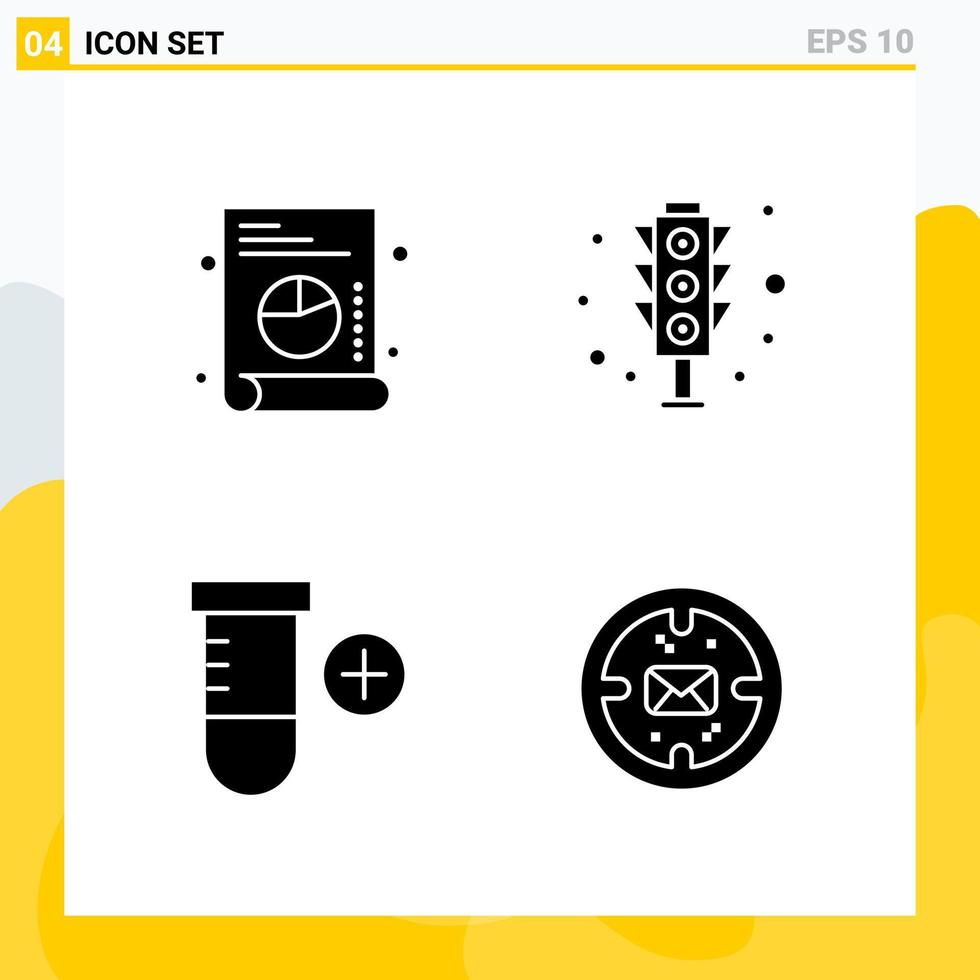 Collection of 4 Universal Solid Icons Icon Set for Web and Mobile vector