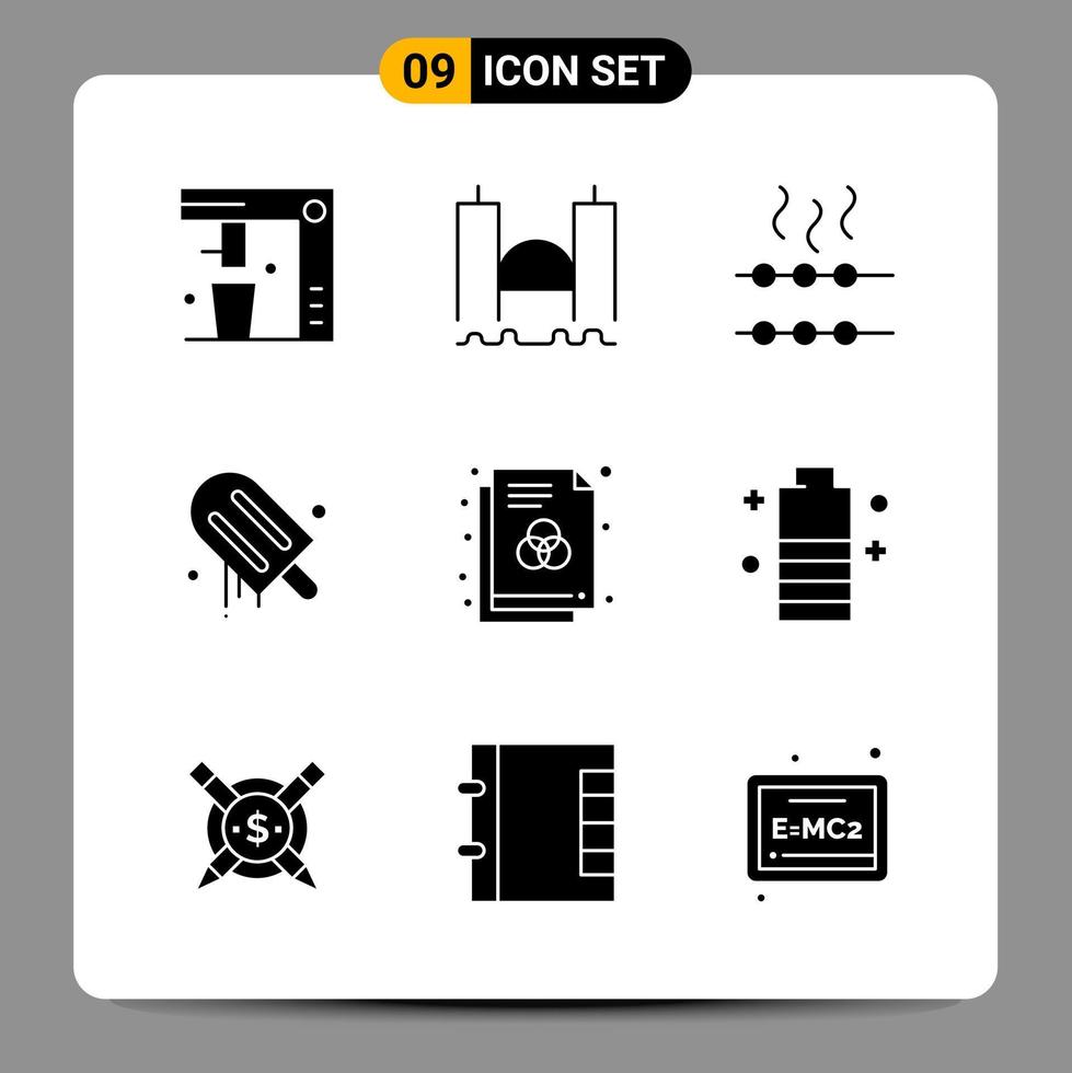 9 Black Icon Pack Glyph Symbols Signs for Responsive designs on white background 9 Icons Set vector