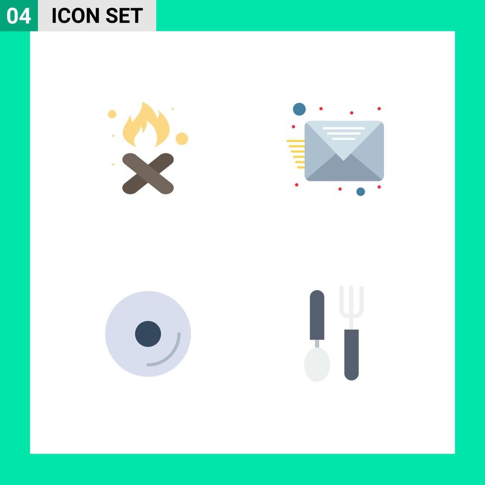 4 User Interface Flat Icon Pack of modern Signs and Symbols of burn cd pollution inbox video Editable Vector Design Elements