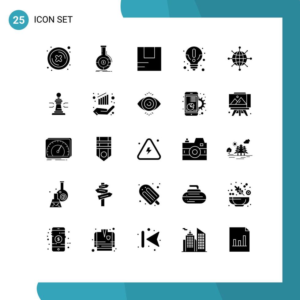 25 User Interface Solid Glyph Pack of modern Signs and Symbols of internet information financial idea transportation Editable Vector Design Elements