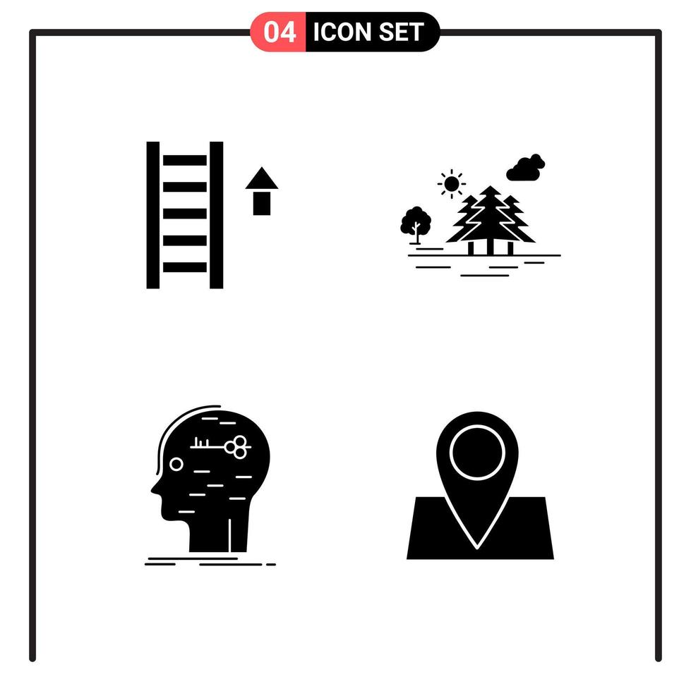 Set of 4 Solid Style Icons for web and mobile Glyph Symbols for print Solid Icon Signs Isolated on White Background 4 Icon Set vector