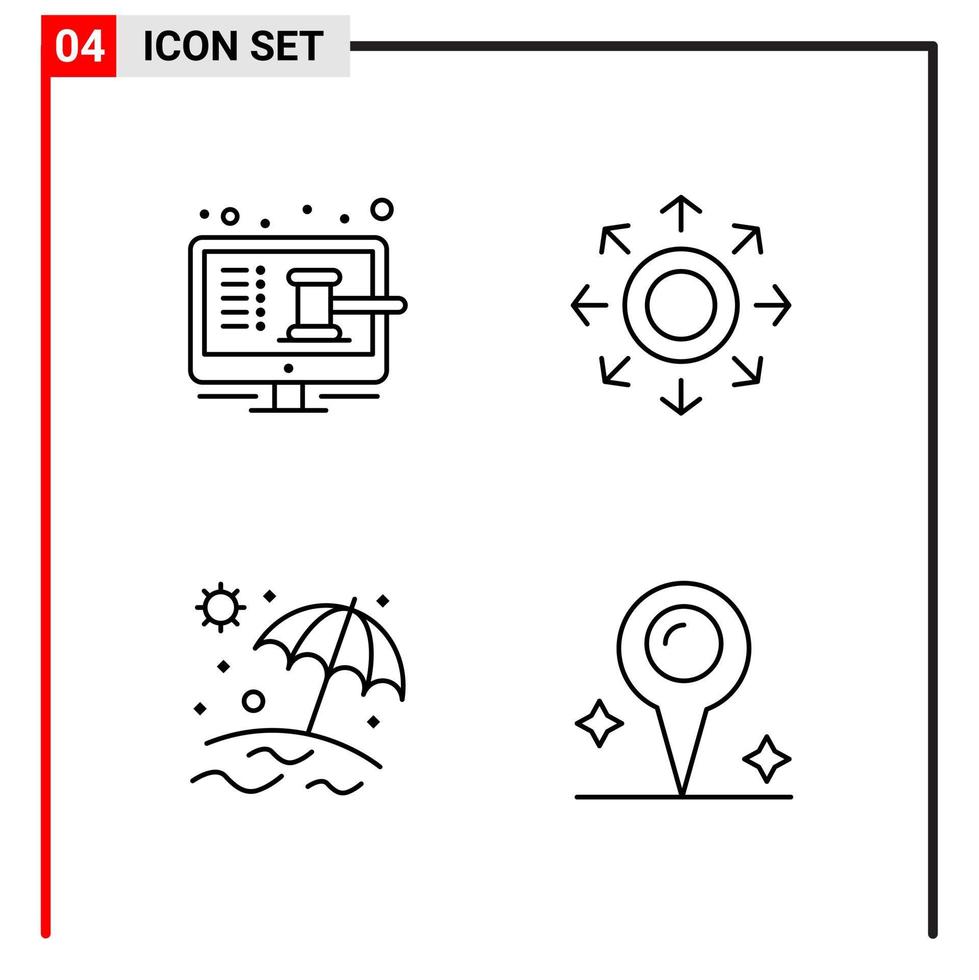 4 General Icons for website design print and mobile apps 4 Outline Symbols Signs Isolated on White Background 4 Icon Pack vector