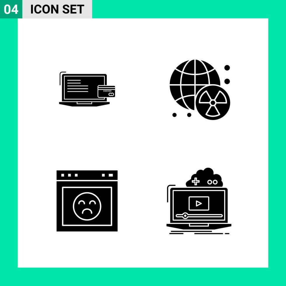 Pack of 4 Solid Style Icon Set Glyph Symbols for print Creative Signs Isolated on White Background 4 Icon Set vector