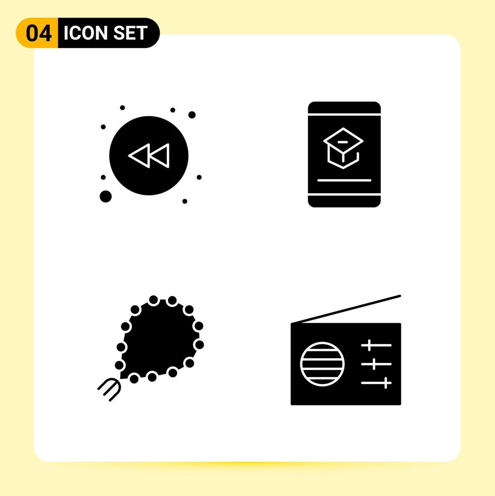 4 Creative Icons for Modern website design and responsive mobile apps 4 Glyph Symbols Signs on White Background 4 Icon Pack vector