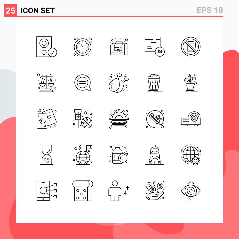 User Interface Pack of 25 Basic Lines of avoid shipping time optimization product hr Editable Vector Design Elements