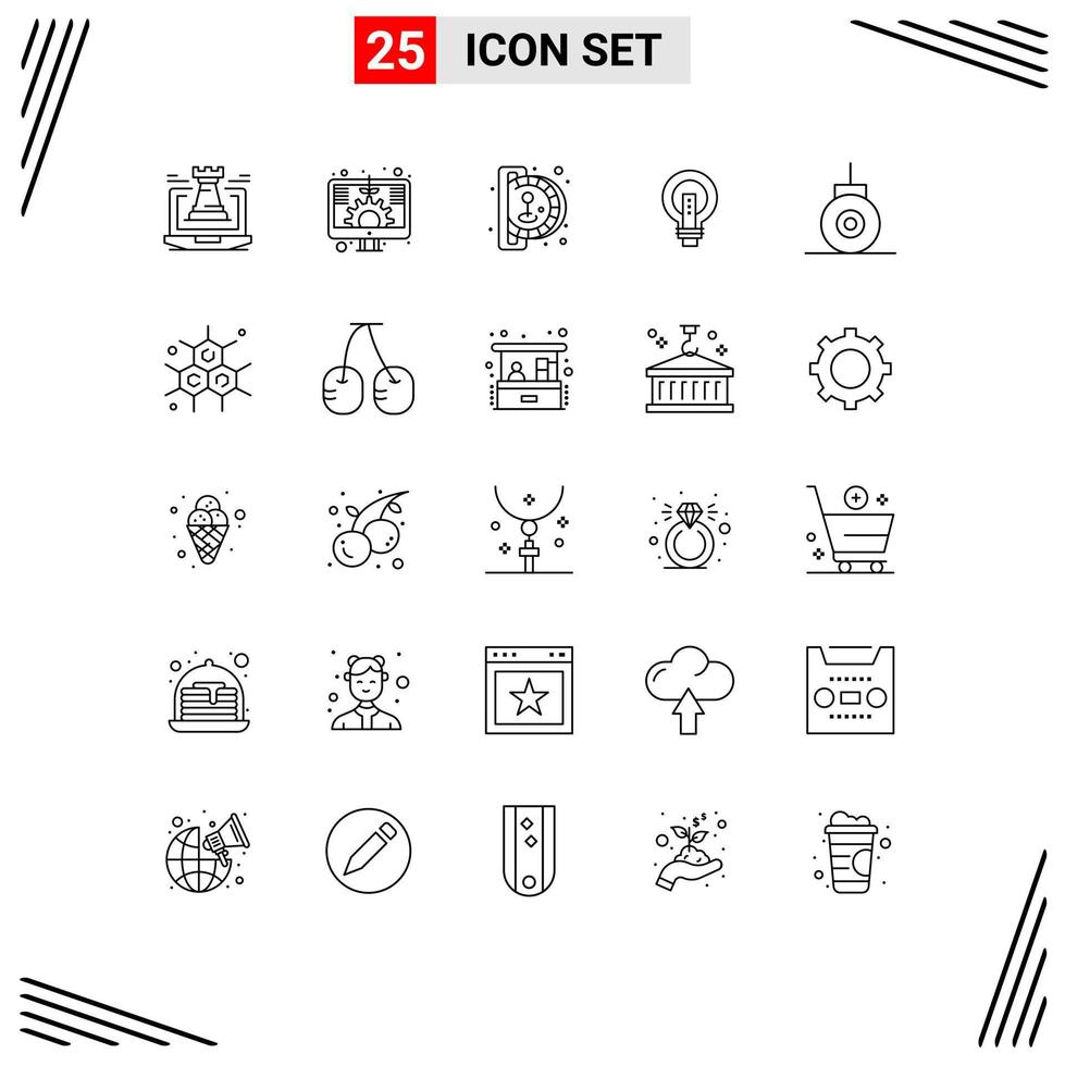 Pack of 25 creative Lines of light business screen bright play Editable Vector Design Elements