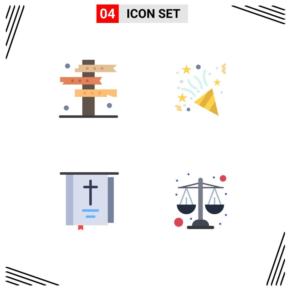 Flat Icon Pack of 4 Universal Symbols of cowboy book signs fireworks religion Editable Vector Design Elements