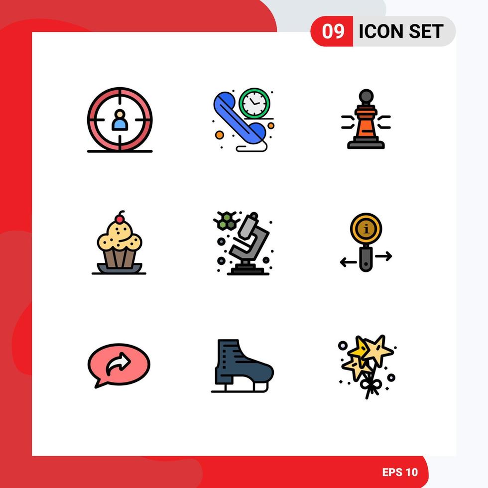 Set of 9 Modern UI Icons Symbols Signs for chemistry sweet game muffin cake Editable Vector Design Elements