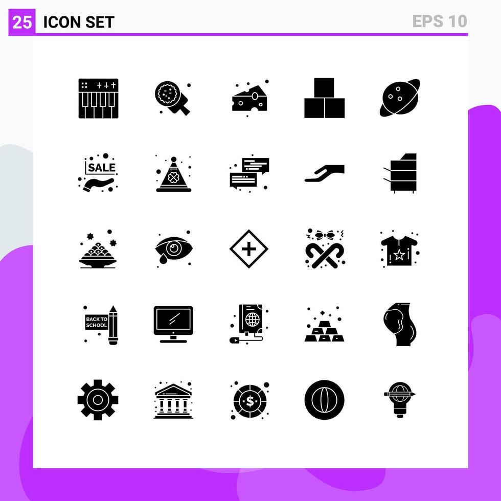 25 Solid Glyph concept for Websites Mobile and Apps toy bricks pizza blocks food Editable Vector Design Elements