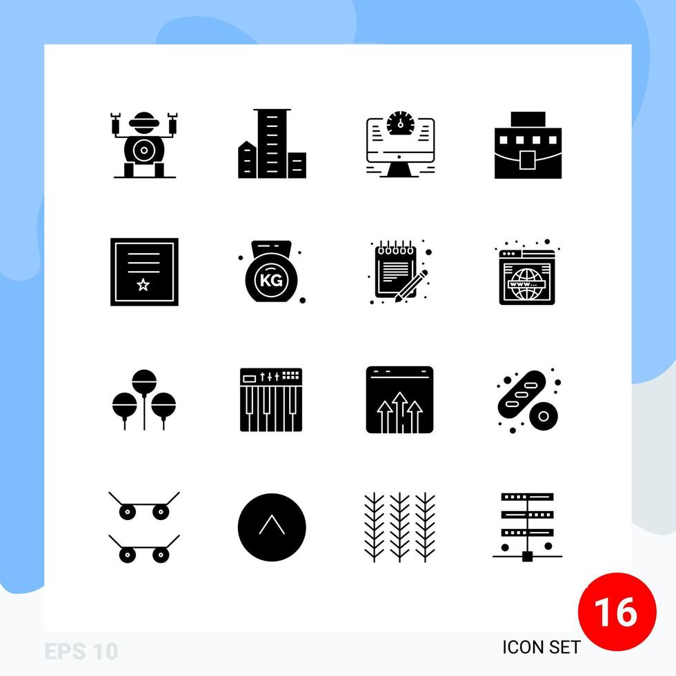 16 Creative Icons Modern Signs and Symbols of insignia office computer business user Editable Vector Design Elements