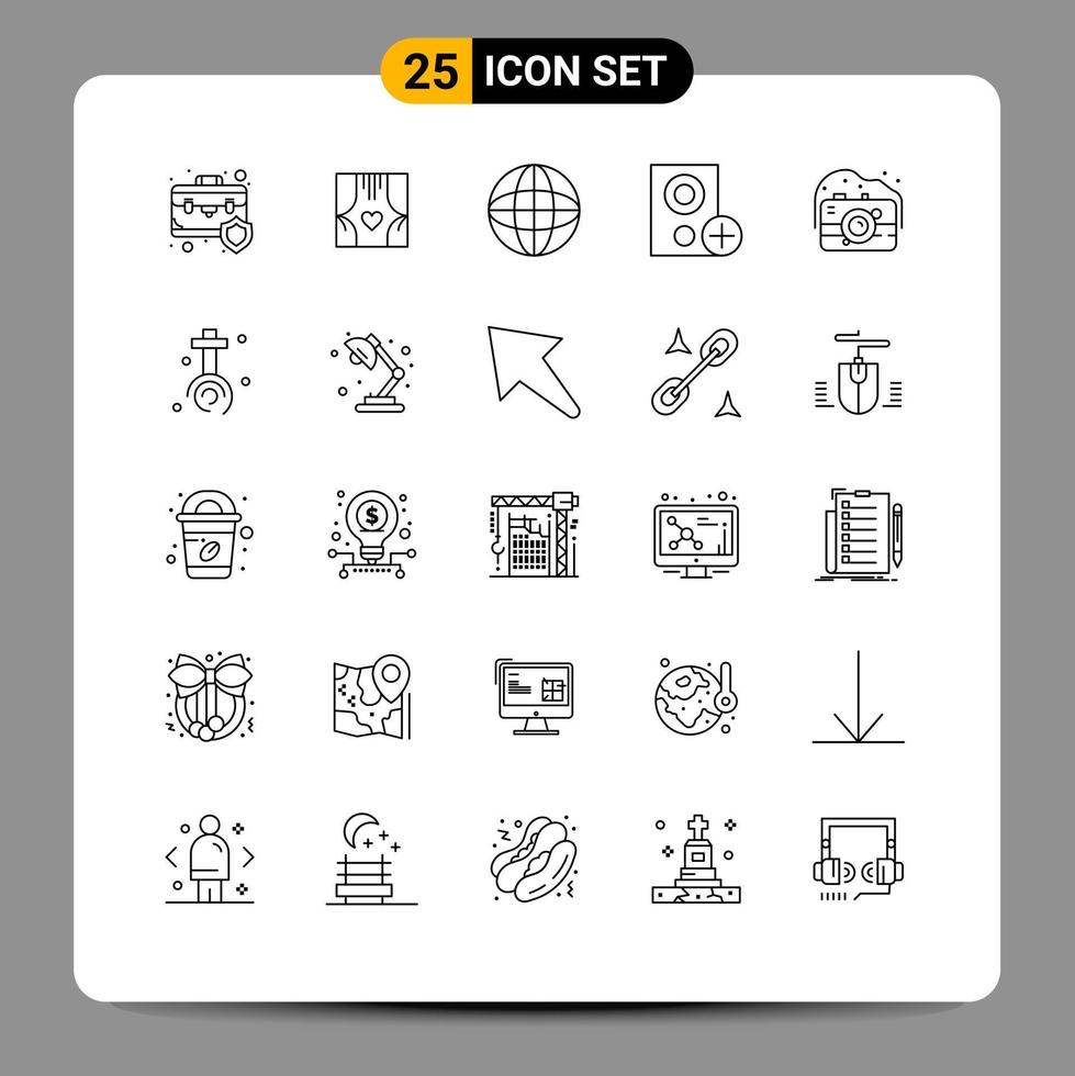 Modern Set of 25 Lines and symbols such as gadget computers love globe earth Editable Vector Design Elements