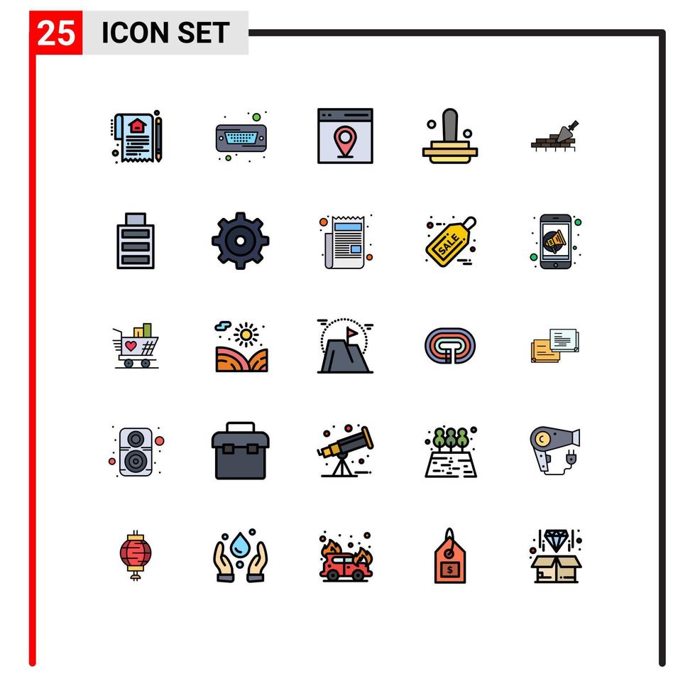Set of 25 Modern UI Icons Symbols Signs for brickwork marketing hard finance user Editable Vector Design Elements