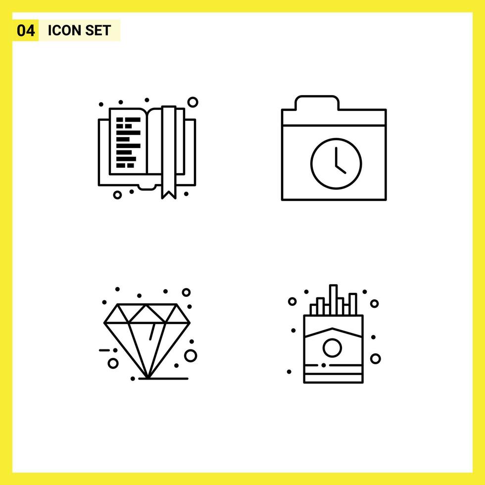4 Creative Icons Modern Signs and Symbols of book friday education history special Editable Vector Design Elements
