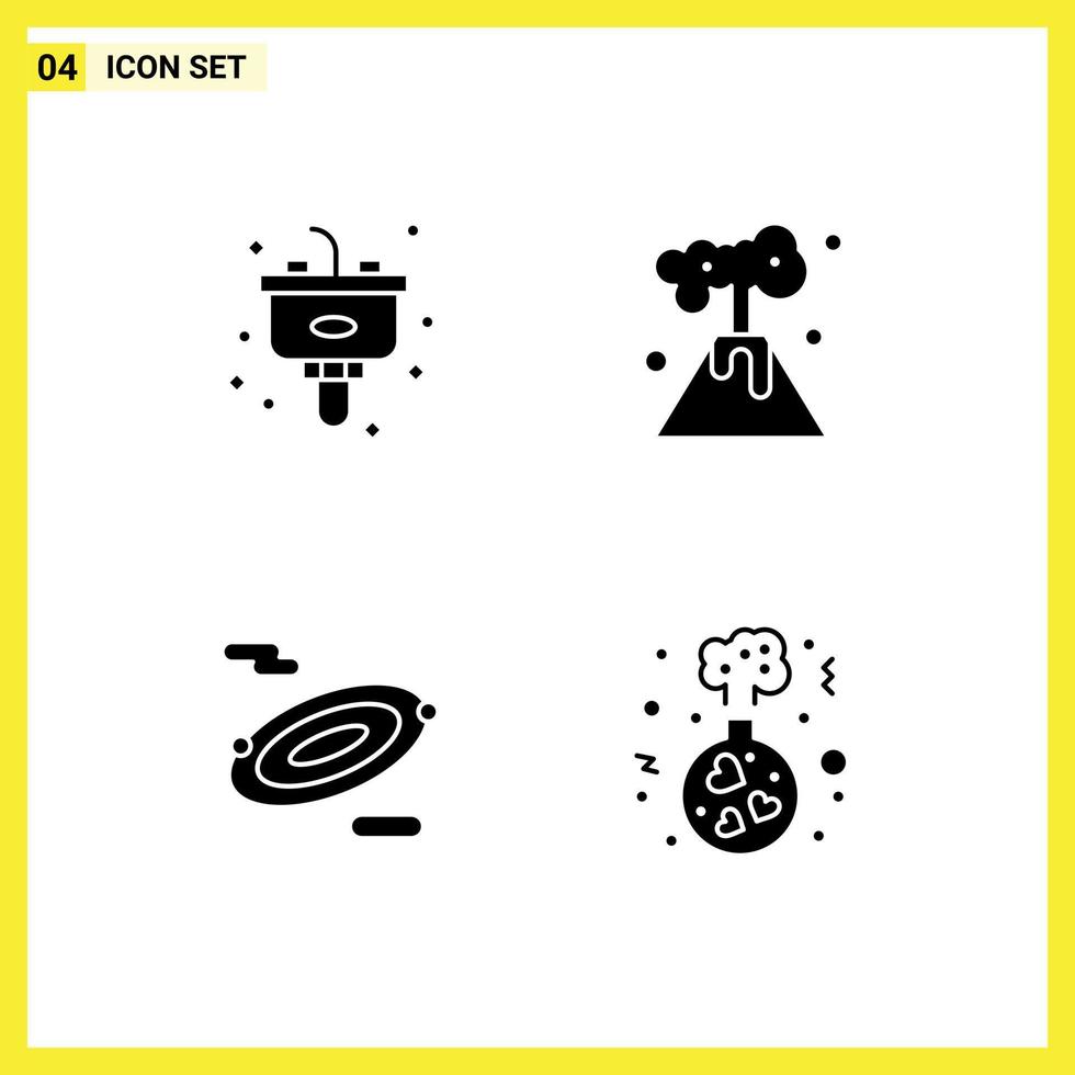 Universal Solid Glyph Signs Symbols of disposal space sink pollution heart Editable Vector Design Elements