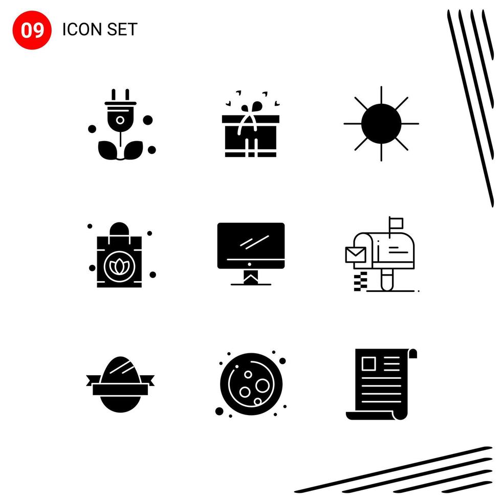 Collection of 9 Vector Icons in solid style Pixle Perfect Glyph Symbols for Web and Mobile Solid Icon Signs on White Background 9 Icons