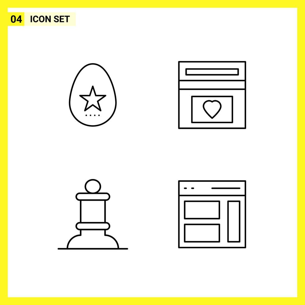 4 Icon Set Simple Line Symbols Outline Sign on White Background for Website Design Mobile Applications and Print Media vector