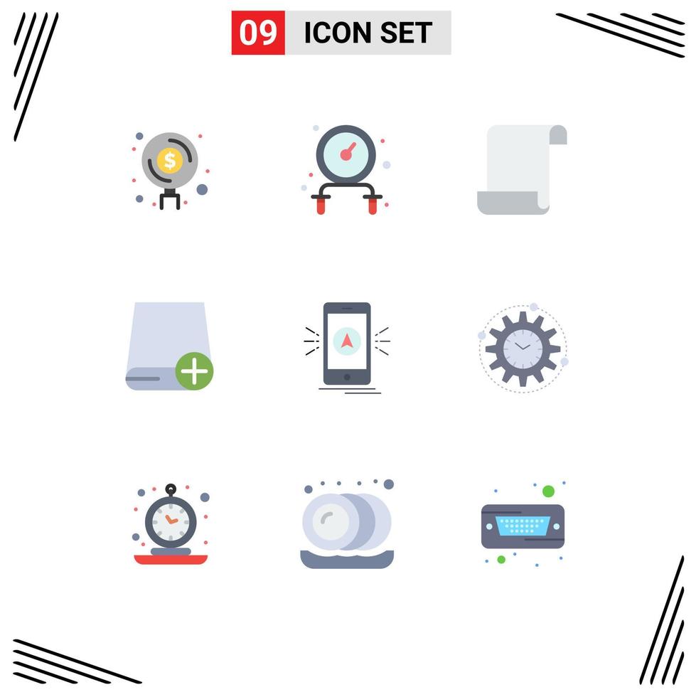 Pack of 9 creative Flat Colors of app gadget document drive computers Editable Vector Design Elements