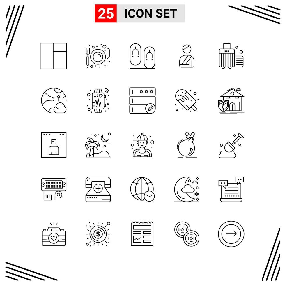 25 iconos estilo de línea cuadrícula basada en símbolos de contorno creativo para el diseño de sitios web signos de icono de línea simple aislados en fondo blanco conjunto de 25 iconos vector