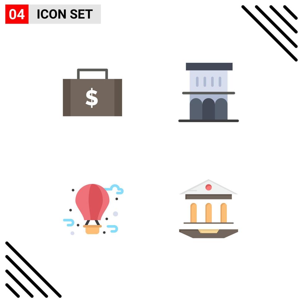 4 Creative Icons Modern Signs and Symbols of bag residence money estate balloon Editable Vector Design Elements