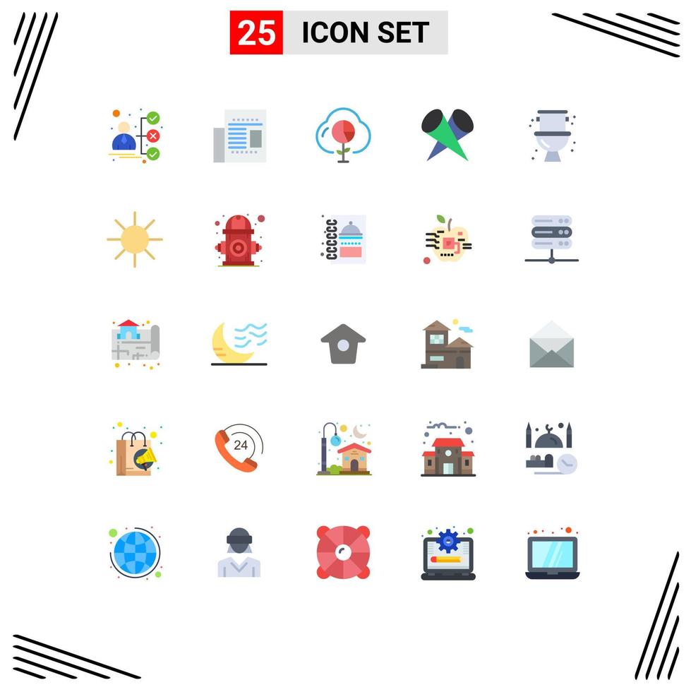 Set of 25 Modern UI Icons Symbols Signs for mechanical popular cloud lights investment Editable Vector Design Elements