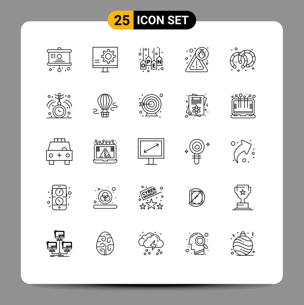 25 iconos creativos signos y símbolos modernos de aretes corrección de seguridad etiqueta de error elementos de diseño vectorial editables vector