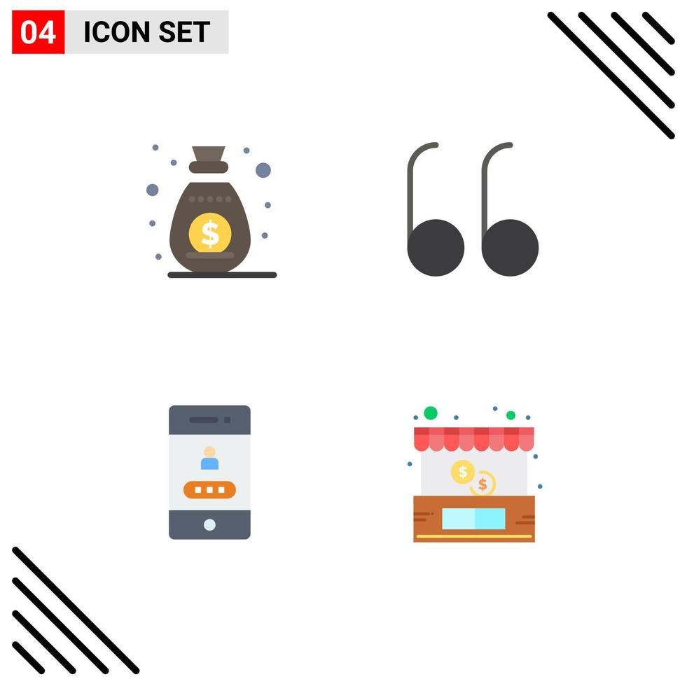 User Interface Pack of 4 Basic Flat Icons of income security sponsor access ecommerce Editable Vector Design Elements
