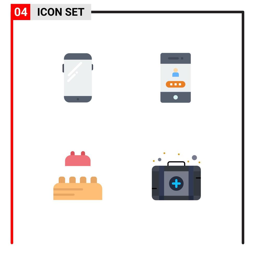 Pack of 4 creative Flat Icons of phone bricks huawei lock lego Editable Vector Design Elements