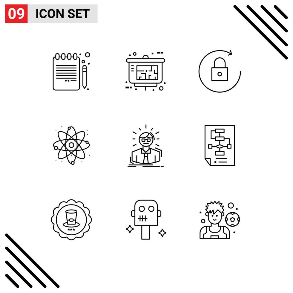Set of 9 Modern UI Icons Symbols Signs for doctor manager arrow lab energy Editable Vector Design Elements