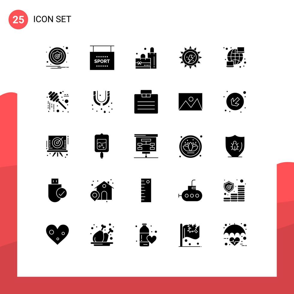 Stock Vector Icon Pack of 25 Line Signs and Symbols for network global bag sun ecology Editable Vector Design Elements
