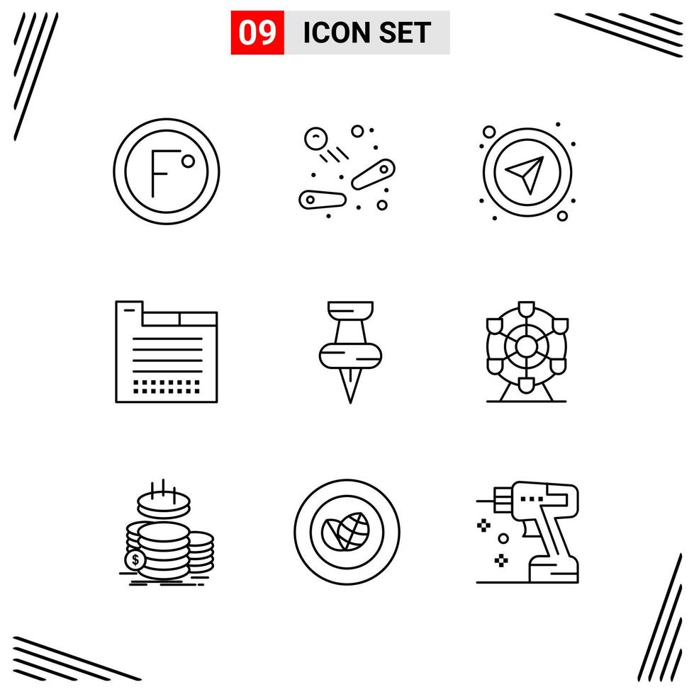 9 Icons Line Style Grid Based Creative Outline Symbols for Website Design Simple Line Icon Signs Isolated on White Background 9 Icon Set vector