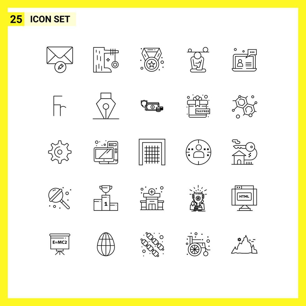 Pack of 25 creative Lines of support mind achievement meditation balance Editable Vector Design Elements
